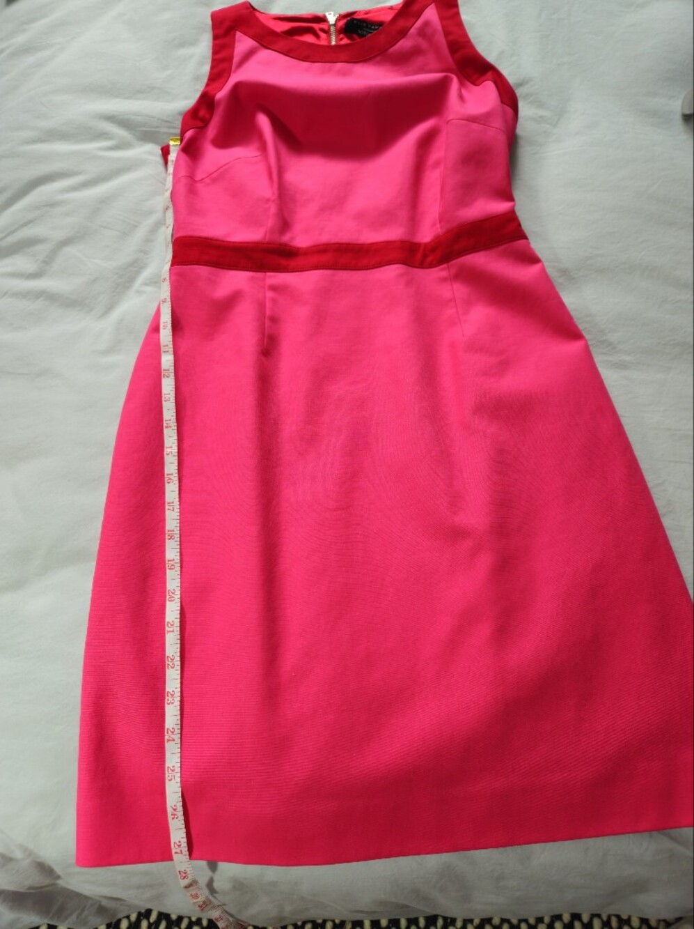 Elie Tahari × Nordstrom Hot Pink Sleeveless Sheath Dress with Red Accents sz 4 - Picture 5 of 6